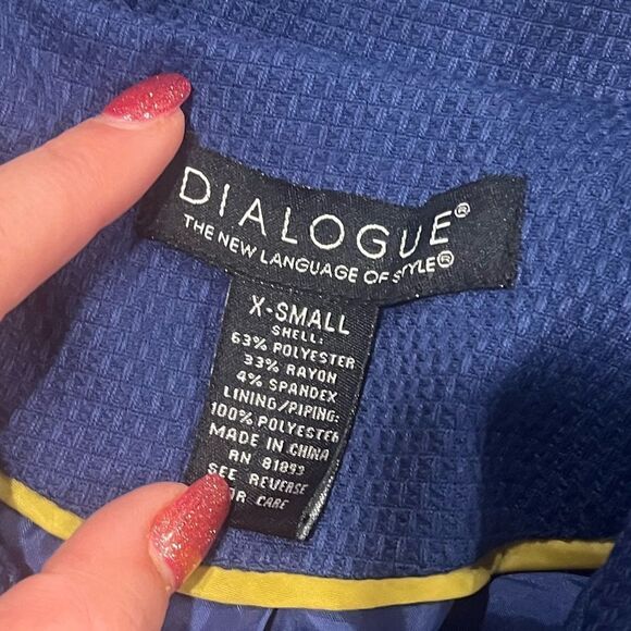 Dialogue Navy Blue Pea Coat Button Front Collared Size XS - Picture 4 of 5